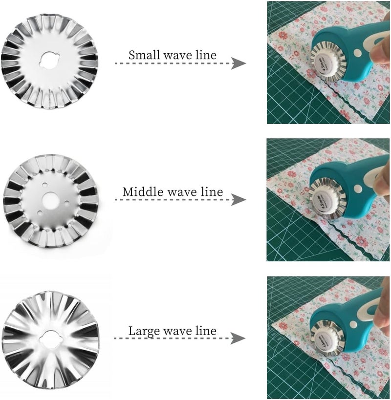 AMASEWART 6 Pack 45mm Pinking Rotary Cutter Blades, Wave Rotary Blades, Decorative Rotary Blades for Quilting,Sewing and Arts & Crafts - Image 3
